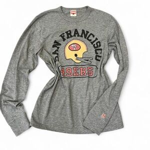 HOMAGE Gray Crewneck 49ers Throwback Helmet Long Sleeve Shirt